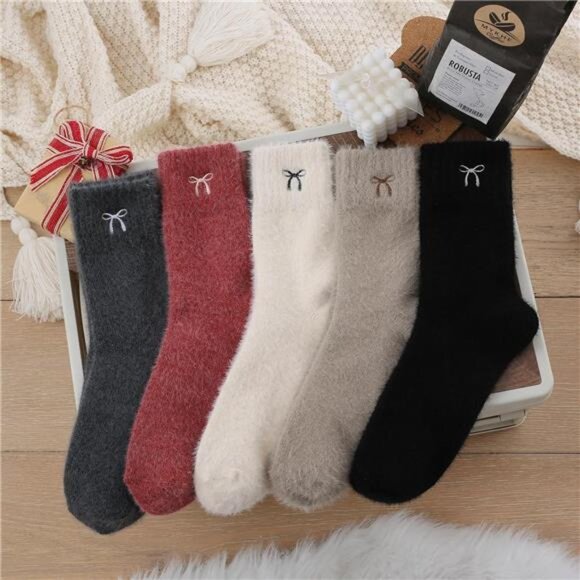 New 5 Pairs Fuzzy Soft Cozy Comfortable Socks for Women, Casual Sleep Comfy Sock - Picture 3 of 6